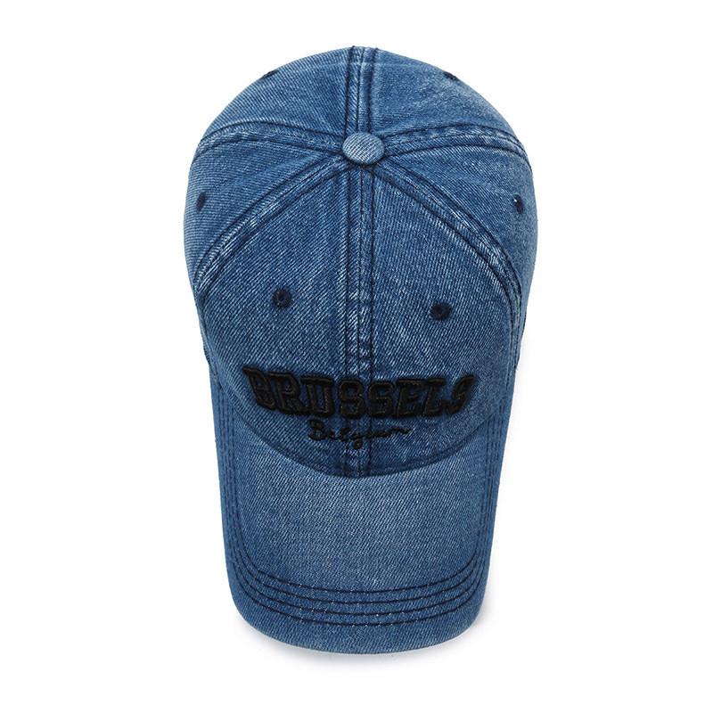 Vintage Denim Baseball Cap With Embroidered Letters For Outdoor Sun Protection Spring