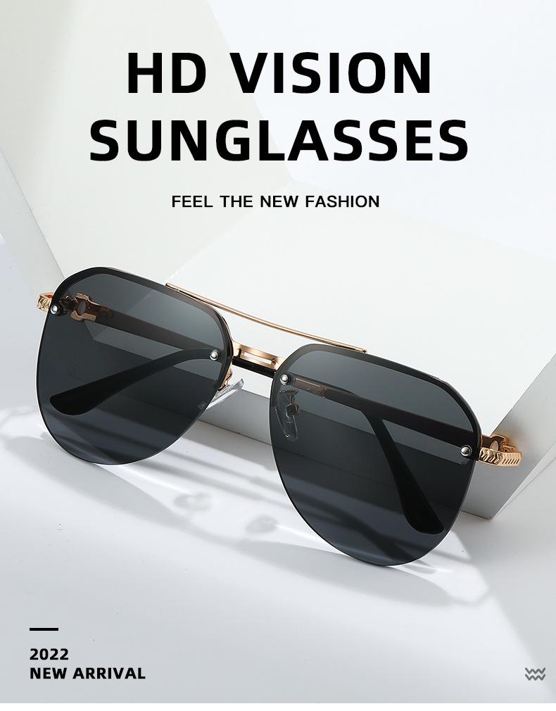 New Fashion Metal Half Frame Women's Outdoor Sunglasses Classic Double Beam Glasses