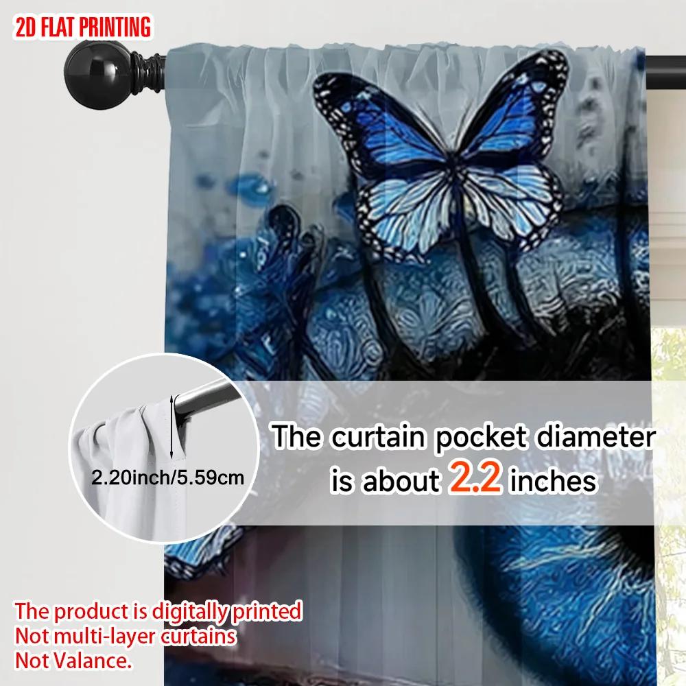 2pcs, plane printing Curtains Beautiful eyes 100% Polyester (without rod) Holiday Ldeal for Bedroom & Various Living Spaces