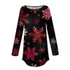 Tee Shirts For Women Casual Round Neck Long Sleeve Shirts Christmas Printing Top Pullover