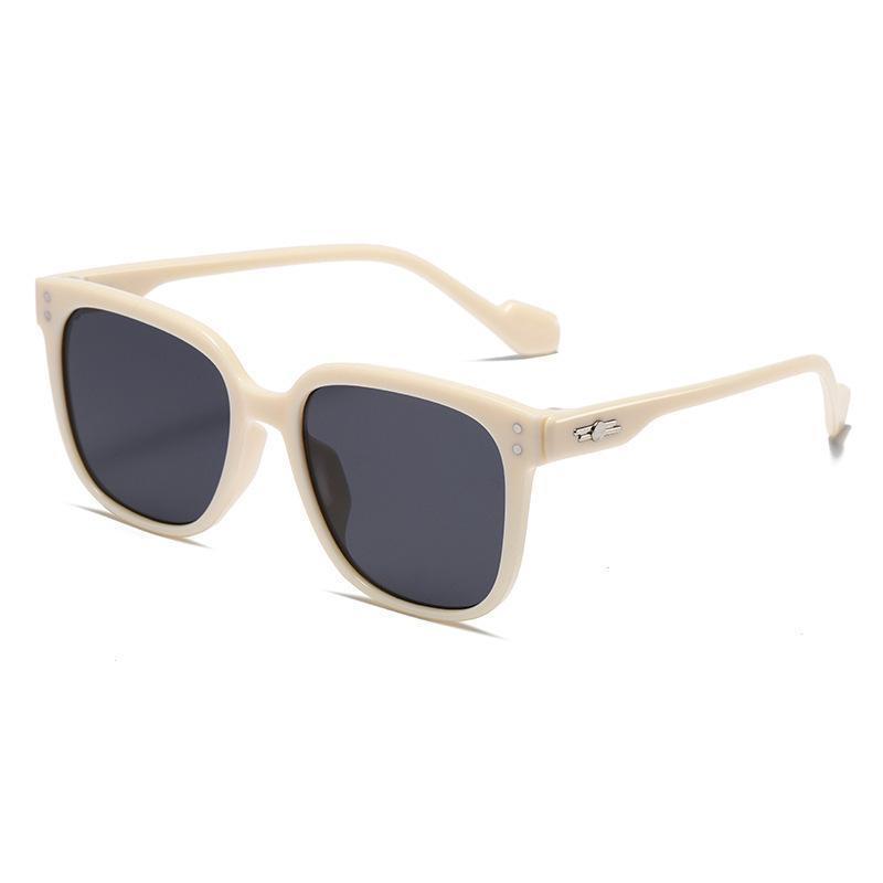 Sunglasses women's new high-end big face thin sunglasses UV protection white frame sunglasses men