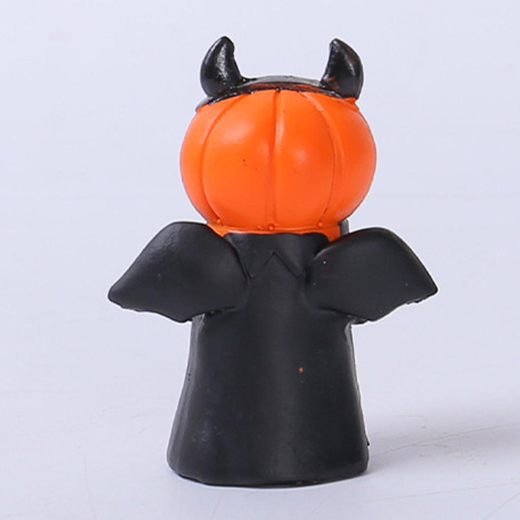 3pcs Halloween Pumpkin Decor Wizard Hat Devil Horns  Miniature Resin Pumpkin Head Decoration for Table Home Bathroom