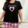 Sommer pluss størrelse 3XL 4XL 5XL kortermet topper og shorts pyjamassett avslappet oversized bokstavtrykk rutete pyjamas for kvinner nattøy sett hjemmeklær
