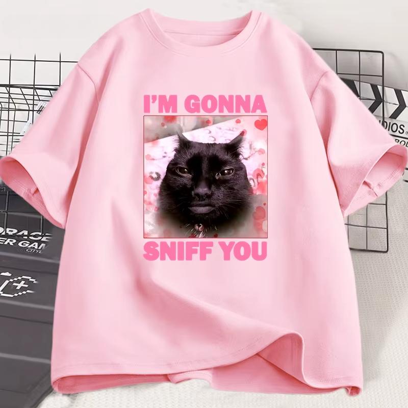 Im Gonna Sniff You Funny Cat Meme Tee Shirt for Woman and Man Brainrot Cats T-shirt Silly Joke Unhinged Tshirt Unisex Tee