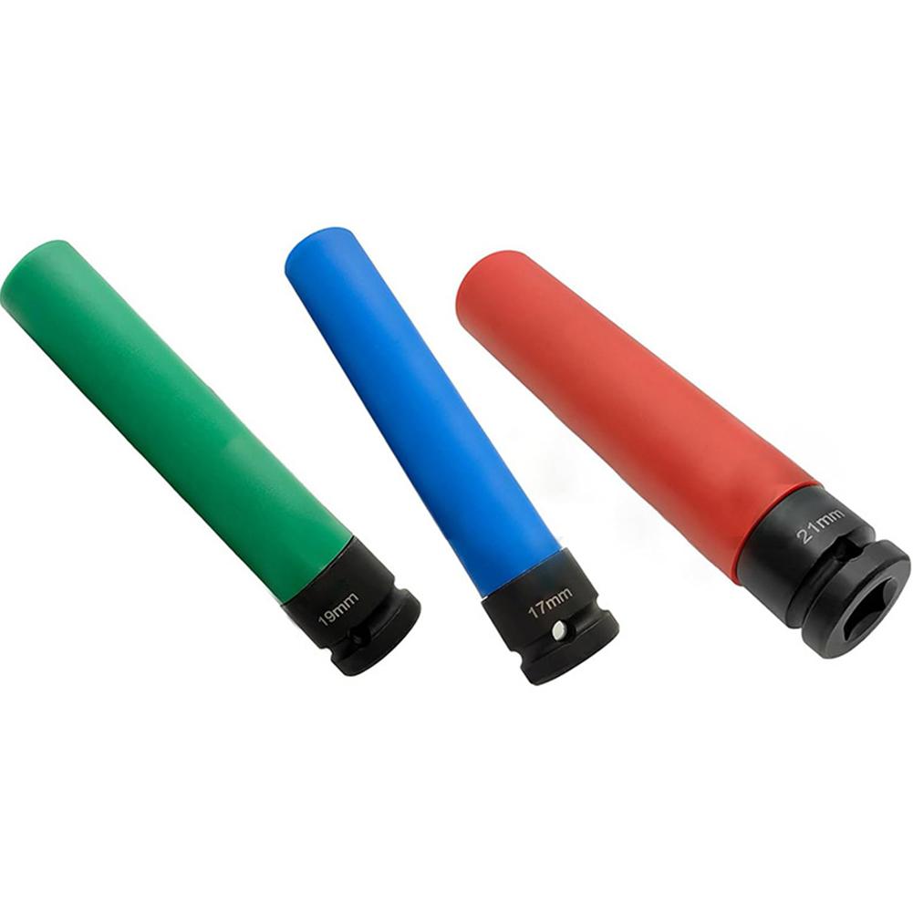 3pcs Tire Screw Socket 15cm Anti Injury Tire Screw Hollow Socket Tool 17/19/21mm For Automobiles Motorcycles Tire Bolt Removal