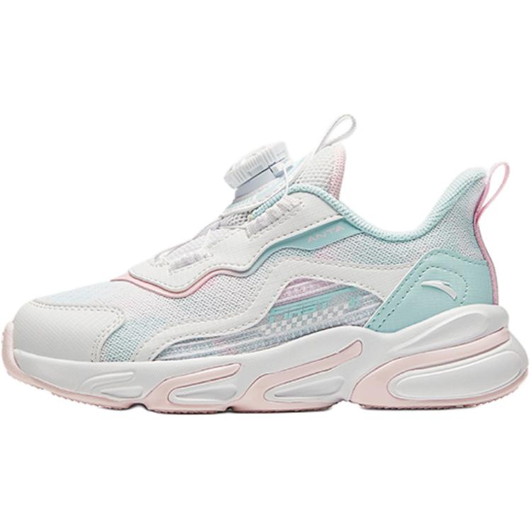 Anta Kids Mesh Comfortable Lightweight Shock Absorbing Low Top Running Shoes Kids sneaker White Blue Pink A22439919-1