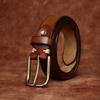 Washed Retro Old Pleated First Layer Cowhide Belt Women'S Genuine Leather Copper Buckle Trendy Casual Jeans Women'S Belt