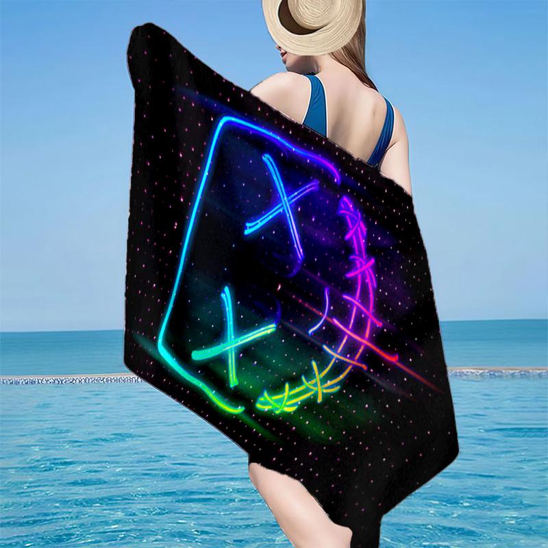 Cyberpunk Gaming Neon Beach Towel, Super Soft Microfiber, Gift for Her/Him, Birthday, for Pool, Beach, Travel, Home Decor Fan gifts