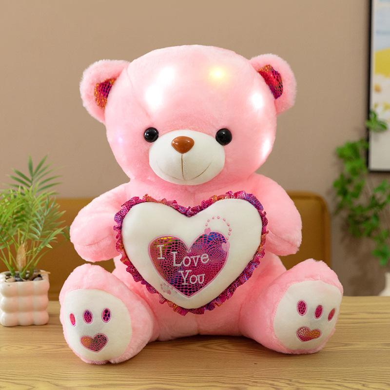 Cute Glowing Music Bear Plush Toy Valentine's Day Confession of Love Bear Doll Girl Birthday Gift