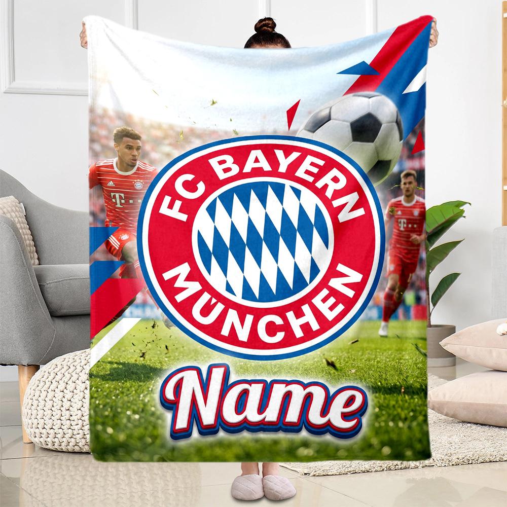 Bayern Munich Fan Gear Personalized Text Blanket Gift Customizable Blanket Warmthful Decor Throw For Office Picnics Chair Bedding All-Season Use