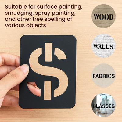 Yousheng 42 Pcs 3 Inches Letter Stencils Reusable Plastic Alphabet Symbol Number Templates Interlocking Craft Stencils Kit for Painting On Wood Wall