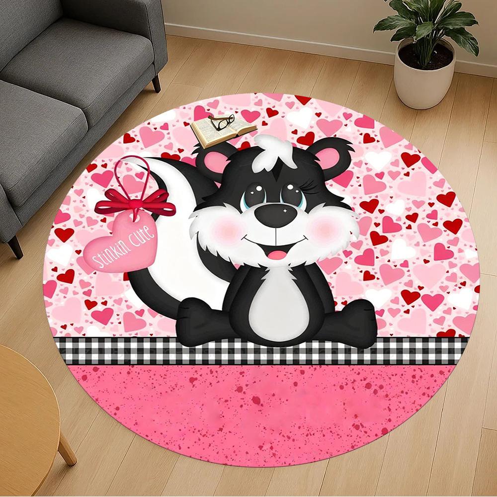 1pc Skunk Cute Round Chair Mat Office Area Rug - Non-Slip, Floor Mat for Office, Bedroom, Ideal Home Decor Gift C0112064