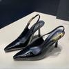Tacones Altos de Charol de Punta para Mujer Elegantes Estilosos Lujosos Oficina Mujer Tacones Altos Tacón Fino Metálico Zapatos de Fiesta Banquete