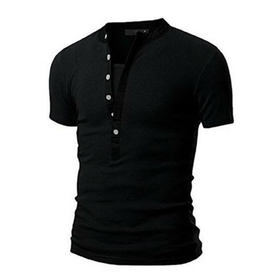 Men Shirt Solid Color Slim Fit Stand Collar Patchwork Summer Men Top for Daily Wear