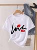 (Asian Size) Sweet Love Cute Lady Female Top Printed Fashion Graphic Short Sleeve T-shirts Tee Clothing Women Casual T Shirt