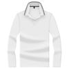 Men's Spring Autumn Contrast Striped Collar Long Sleeve Polo Shirt All Match Wrinkle Resistant Durable Commuter Top