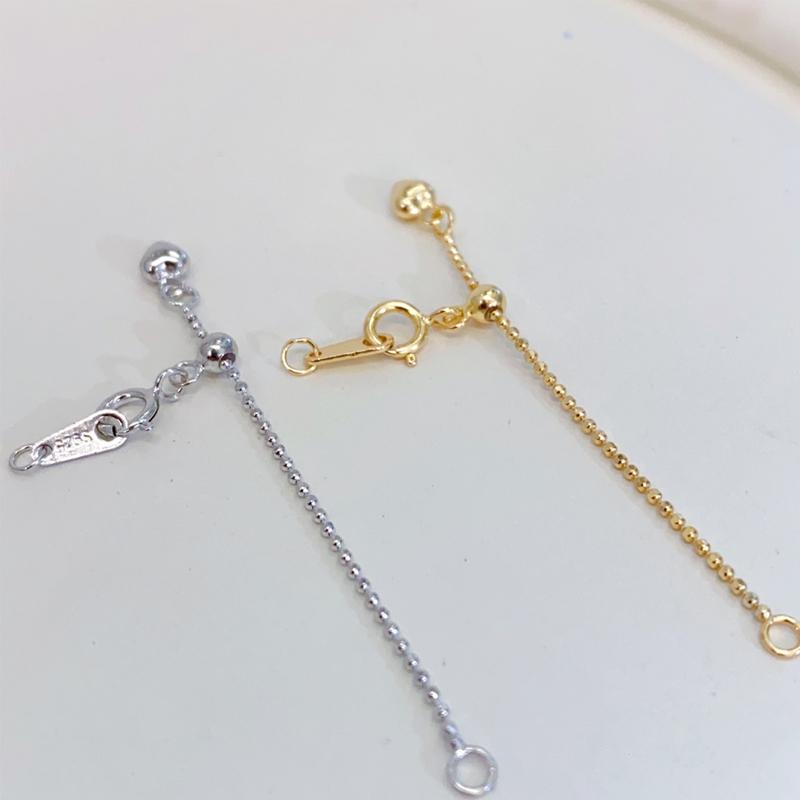 925 Sterling Silver Adjustable Chain Extender Ball Chain 5+4mm Necklace Bracelet Jewelry Accessory серебряный