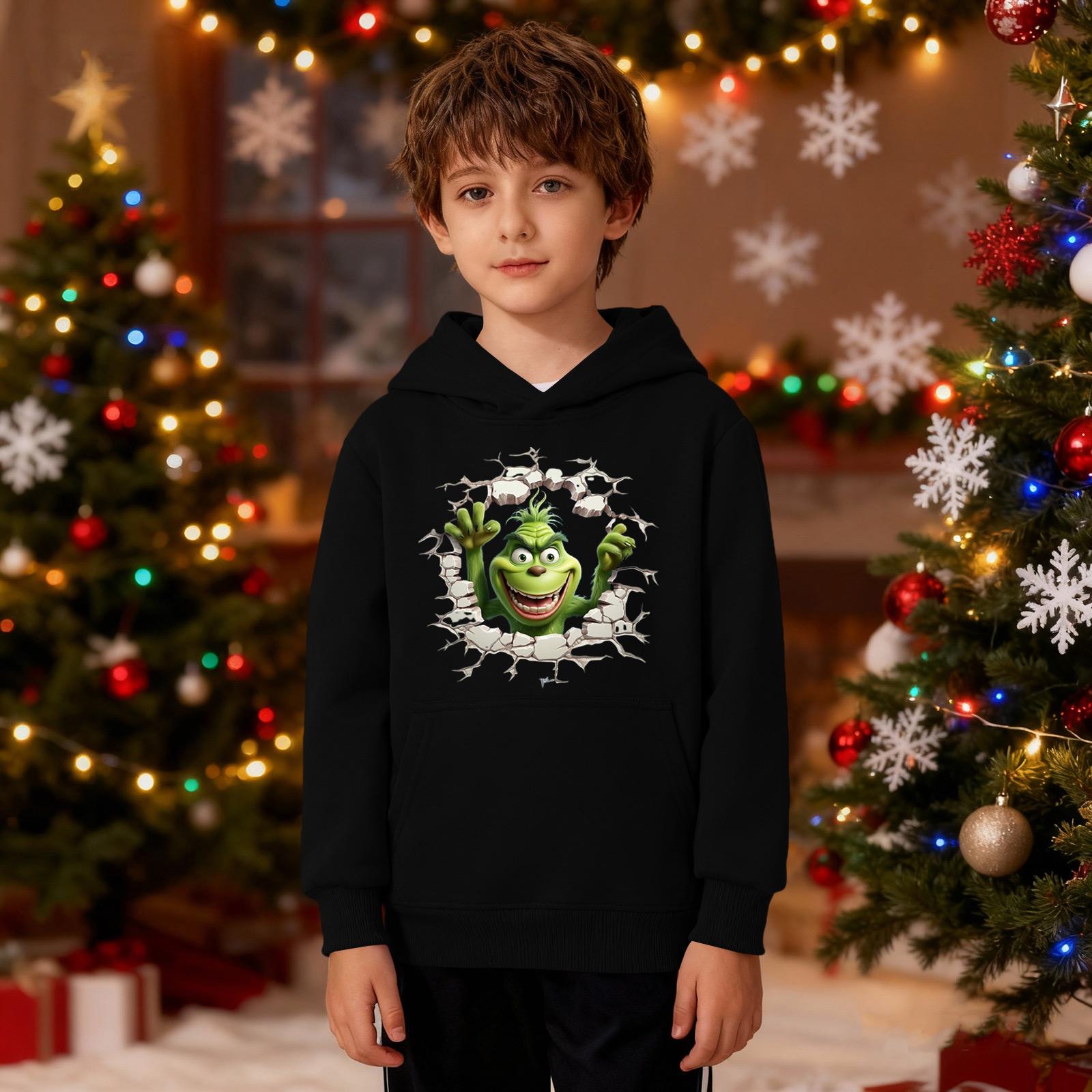 

Різдвяний світшот для хлопчиків дівчаток потворний різдвяний светр з круглим вирізом для малюків з довгим рукавом пуловер вбрання топи 110 чорний