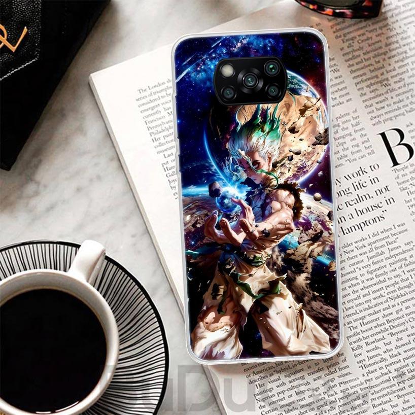 D-Dr Stone Anime Cover For Xiaomi Poco X7 X6 X5 Pro X3 Nfc F7 Ultra Phone Case F6 F5 X4 F4 Gt F3 M6 M5S M4 M3 Print Shell Poco X