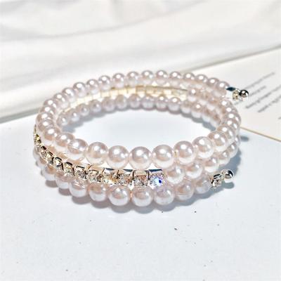 Popular Rhinestone Pearl Bracelet 3 Layers Winding Fashion Bracelet Female Jewelry ARI