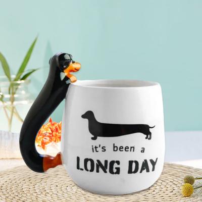 Teckel Mok Keramiek 3D Worst Hond Koffiekop met Levendig Gesneden Handvat Handbeschilderd Leuk Hondenliefhebber Cadeau voor Koffieliefhebbers