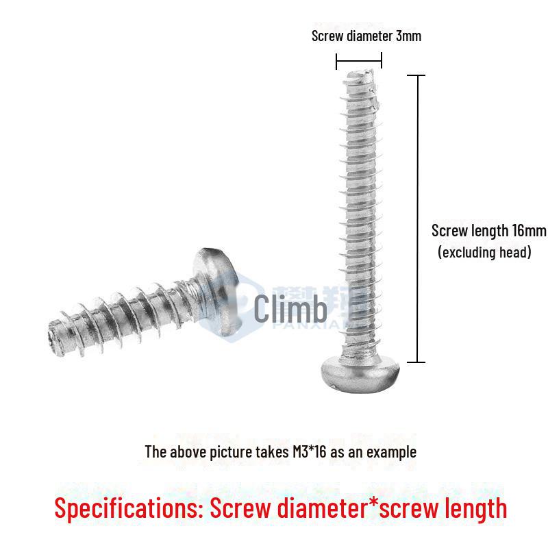 Nickel-Plated Self-Tapping Screws, Round Head, Flat Tail, Cross Pan, Sizes M2/M3/M4/M5/M6