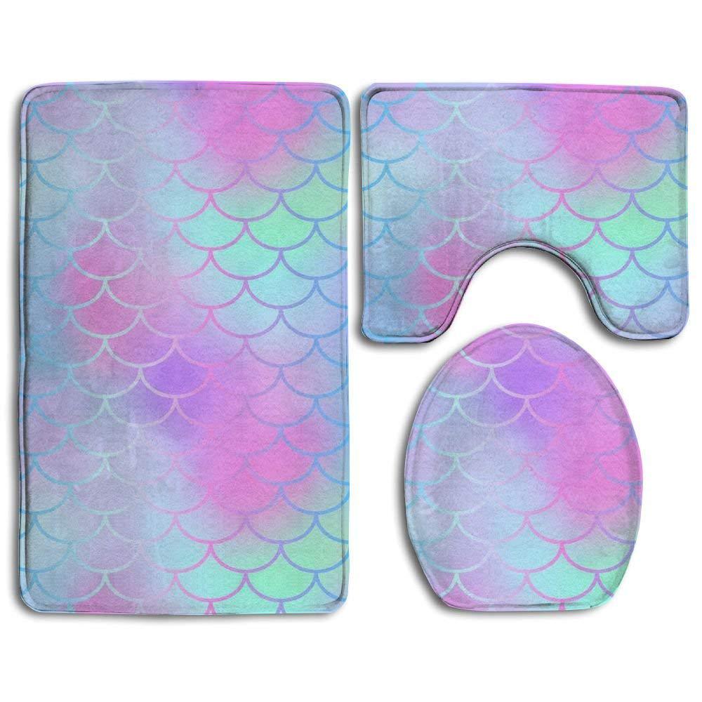 Beautiful Mermaid Fish Scales Art 3 Piece Bathroom Rugs Set Bath Rug Contour Mat And Toilet Lid Cover Buy At A Low Prices On Joom E Commerce Platform