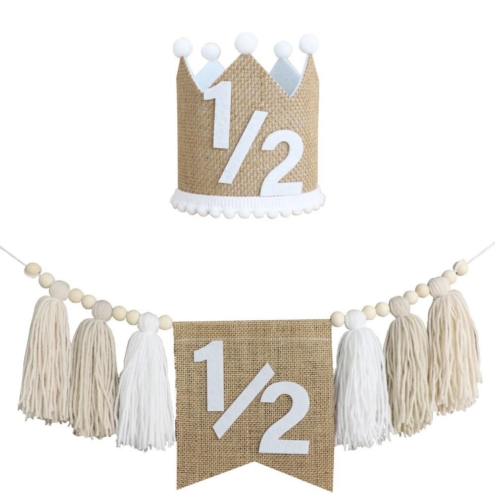 Boho 1. Geburtstag Hochstuhl Banner Garn Quaste Handgemachtes Geburtstagsbanner Leinenhut Holzperle Partydekoration Kinderparty