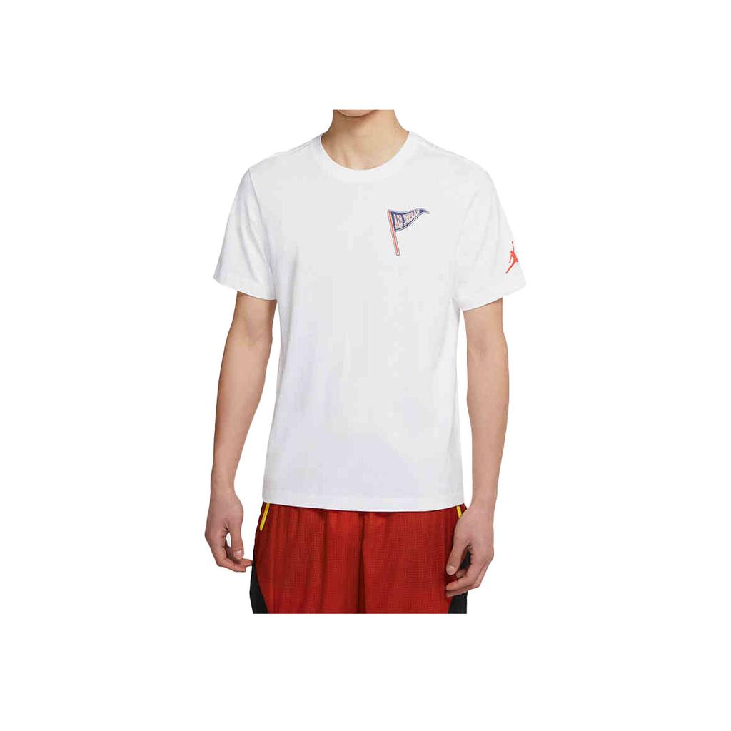 Jordan AJ23 Varsity Cotton Round Neck Letter Print Pullover Short-Sleeve T-Shirt Men Tops White DQ6075-100