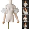 Handcrafts Sheer Bridal Gloves with Puff Design Fingerless Arm Sleeves for Photography and Stage Event Wedding Ceremony