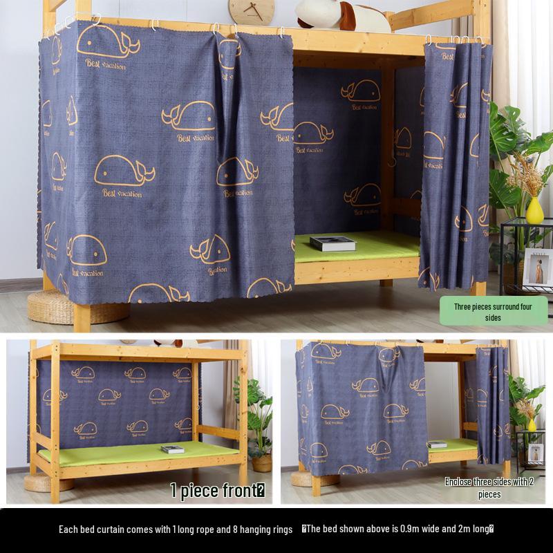 Student Bunk Bed Curtains, Light-Blocking & Windproof Privacy Canopy for Dorm Rooms