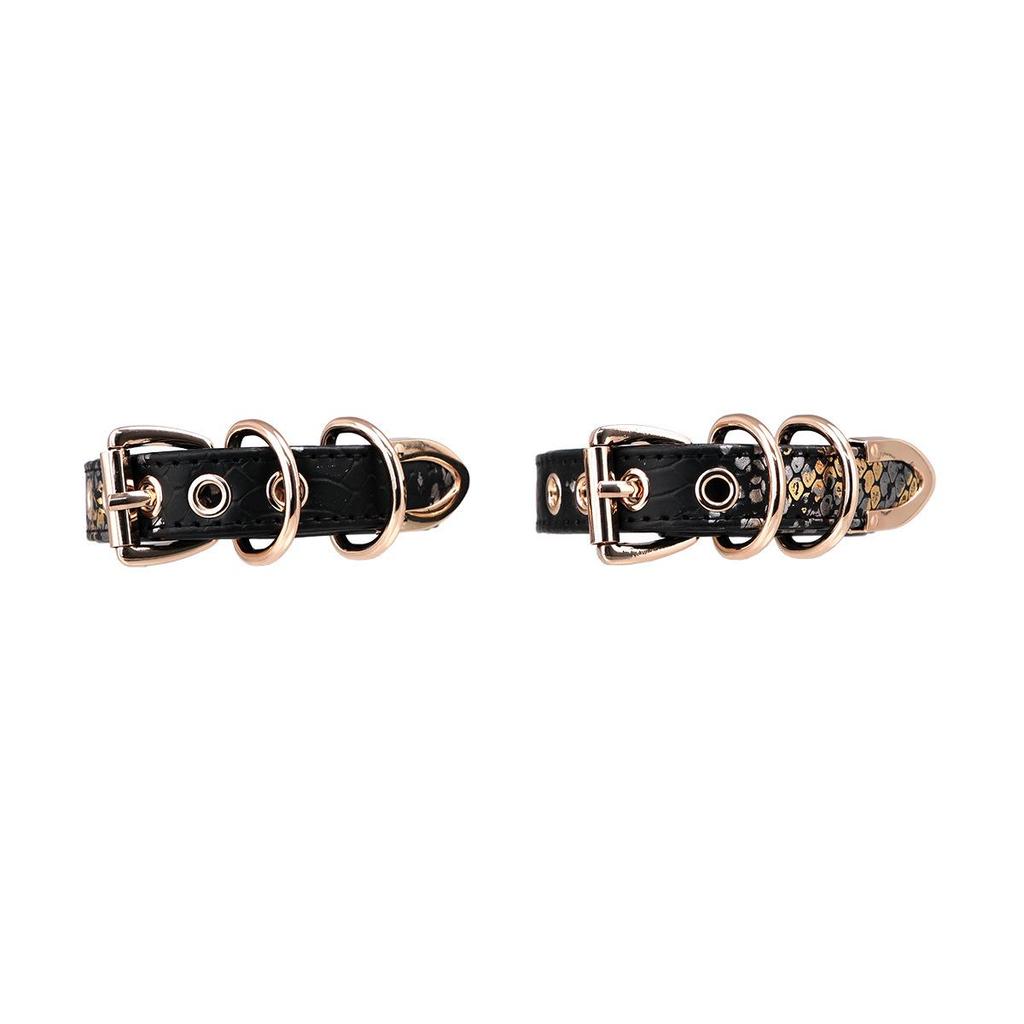 Cross-Border Punk Snake Skin Restraint Set: Handcuffs, Foot Cuffs & Choke Chain Bracelet