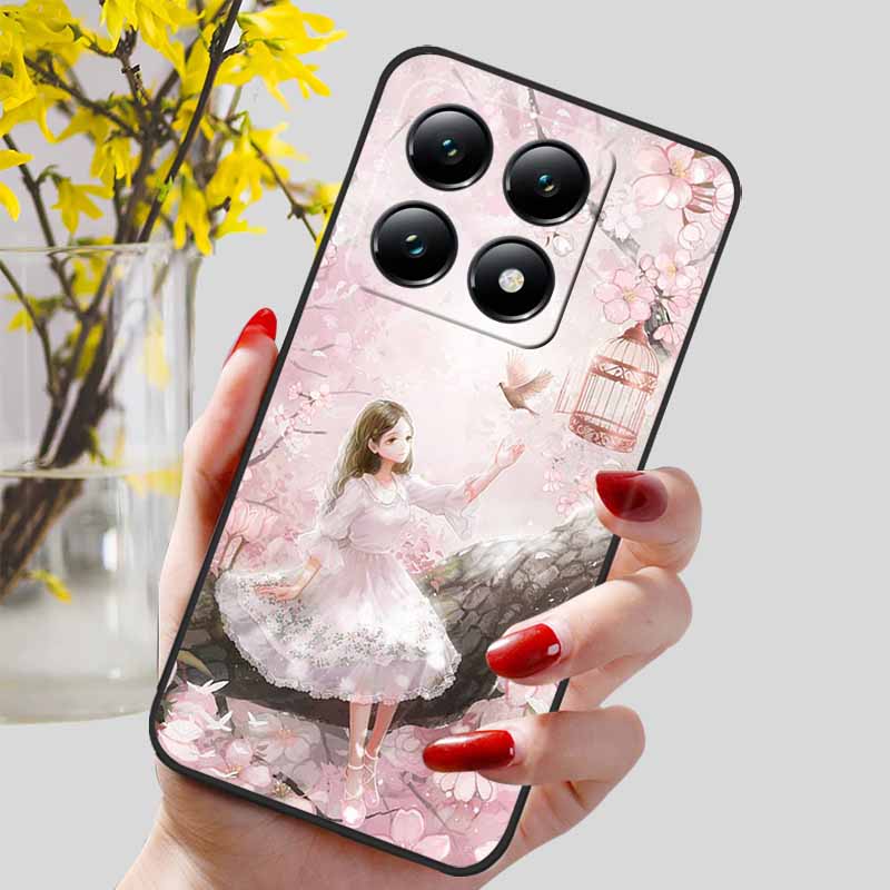 For Xiaomi 14T / 14T Pro Case Fashion Black TPU Marble Painted Cover for Xiaomi 14T Pro Shockproof Shell Capa Silicon Bag 6.67''
