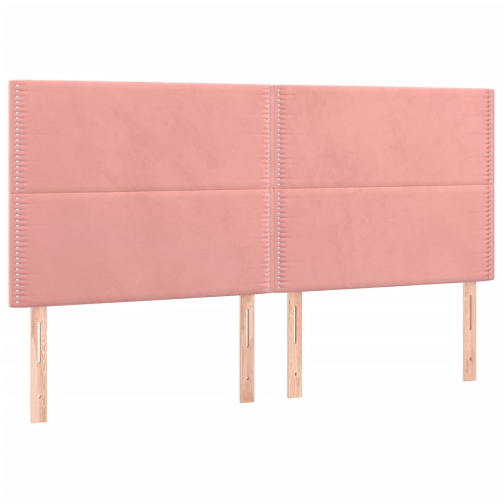 Pink Velvet Bed Frame with Adjustable Headboard 160 x 200 cm