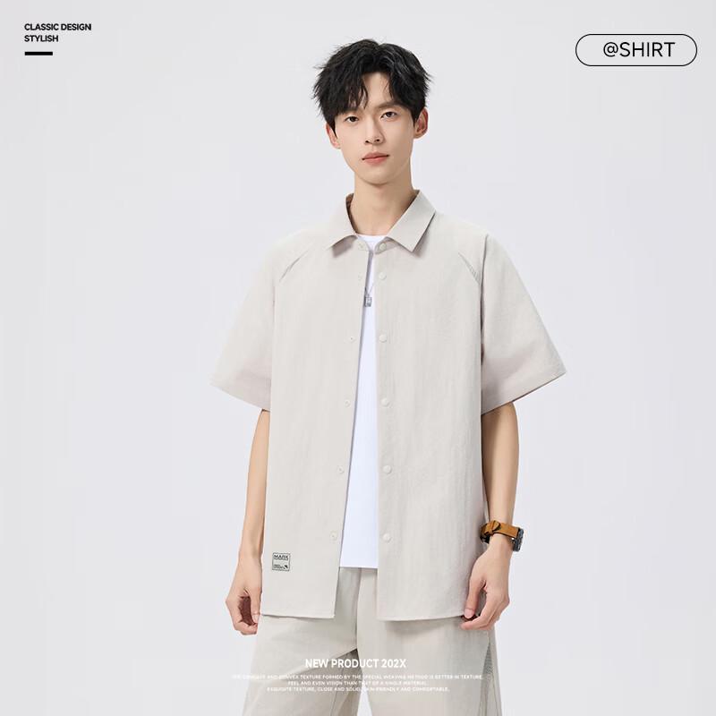 Mark Fairwhale Men's Short-Sleeved Casual Shirt Jacket