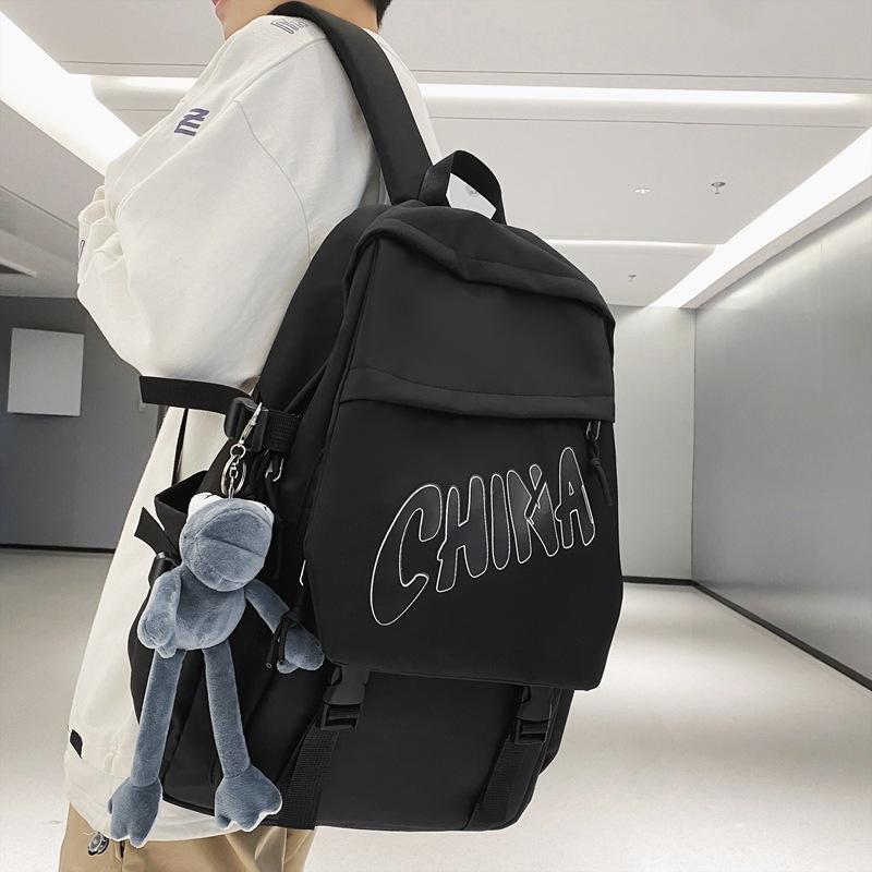 

School bag female high school college student new nylon backpack women s backpack commuting large capacity couple backpack чорний