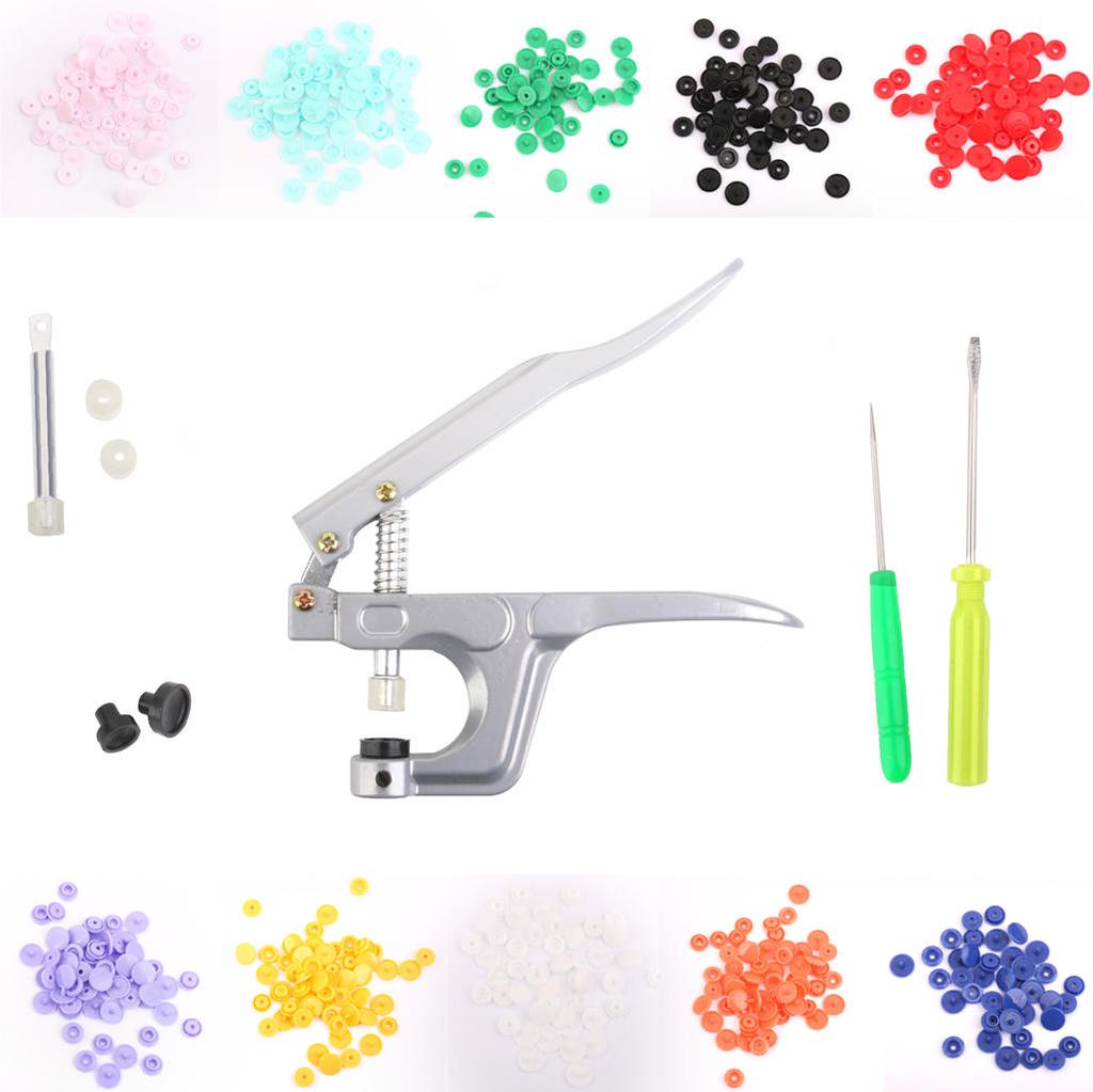 Crafts 150 Sets of Plastic Snap Buttons w/ Snap Pliers Handheld Sewing