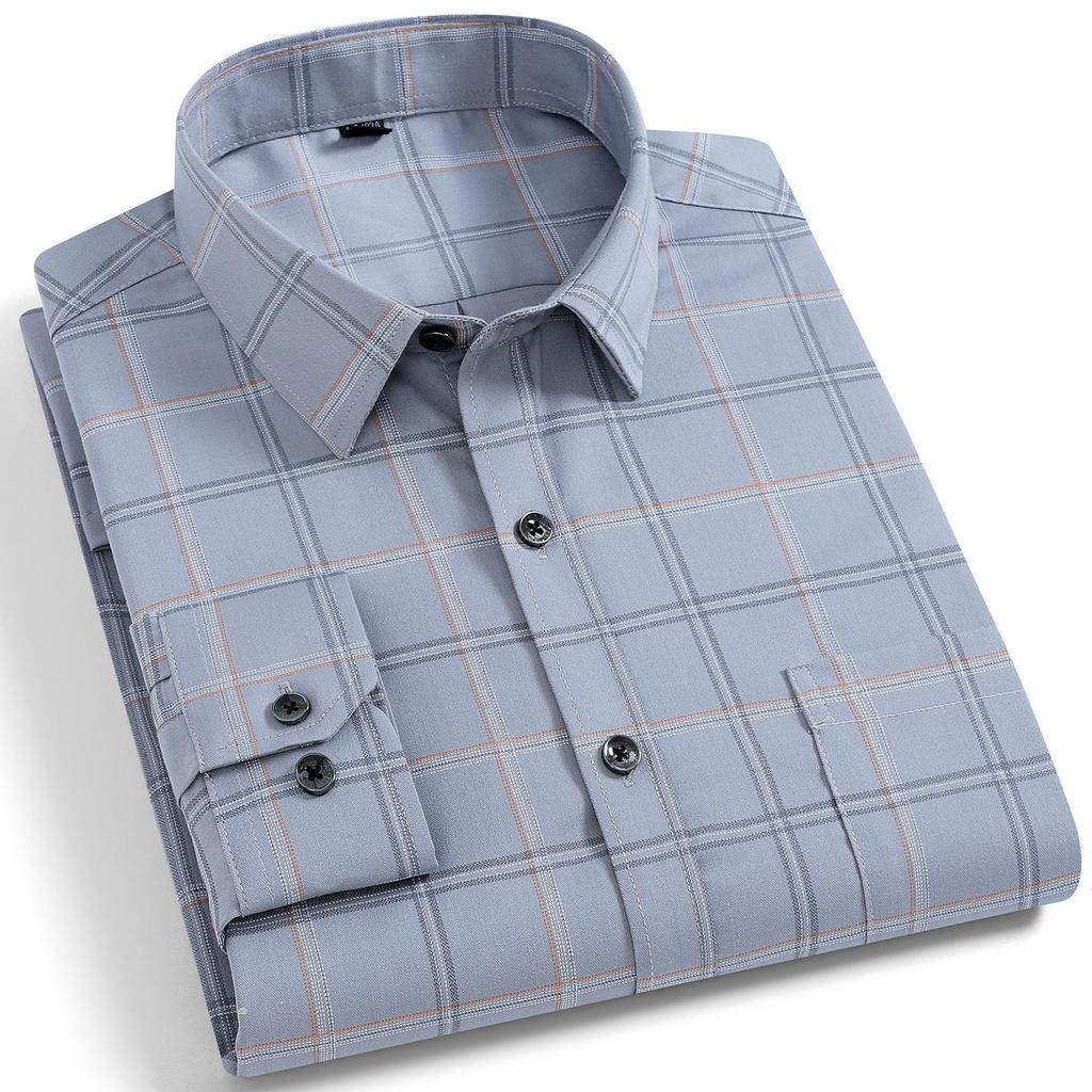Men's Long Sleeve Shirt Non Ironing Plus Size Plaid Stripes Business Casual Dress Shirt Stylish Office Wear For Elegant Men