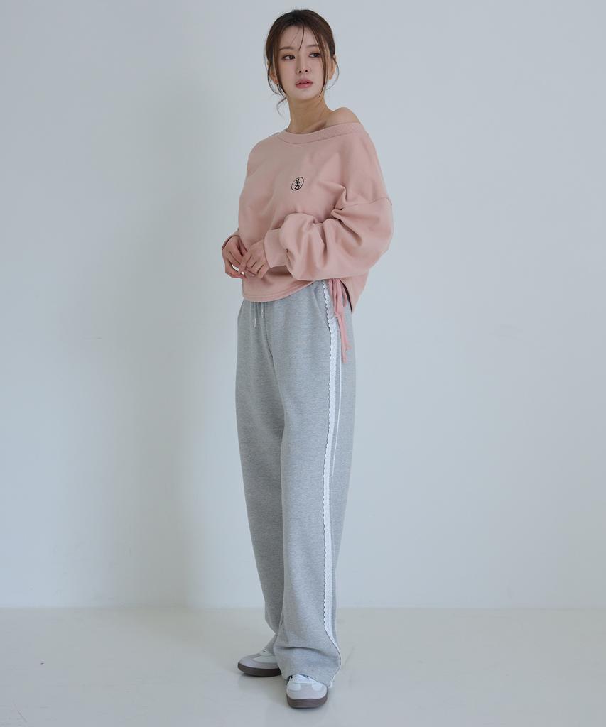 AWESOME STUDIO Lace-Detailed Sweatpants Melange Grey