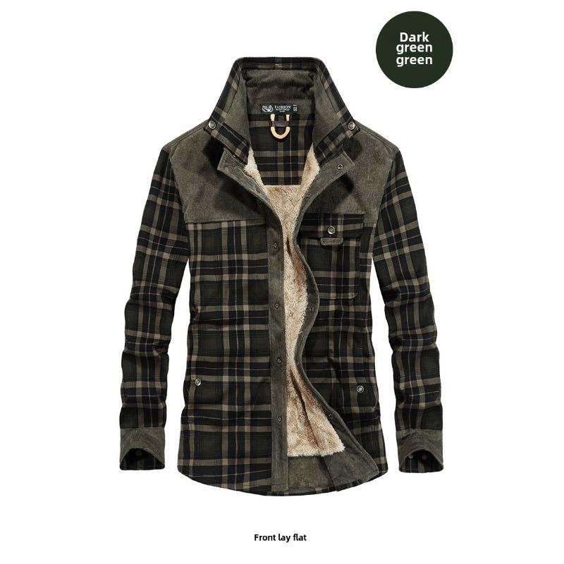 

Мужская рубашка с длинными рукавами, осенне-зимняя флисовая утолщенная терморубашка XXXXL