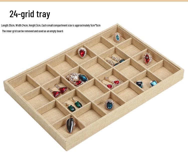 Jewelry Display Tray with Cross Ring Storage for Bracelets & Earrings