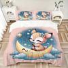 3pcs Little Sika Deer & Moon Printed Bedding Set, Soft and Comfortable Quilt Cover for Bedroom, Guest Room (1 Duvet Cover + 2 Pillowcases, P