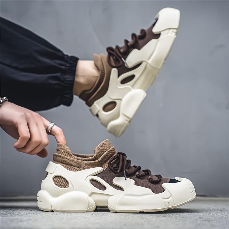 2024 Summer New Men's Casual Sports Shoes Fly-woven Mesh Breathable Dad Shoes Low-top Live Broadcast Platform Men's Shoes