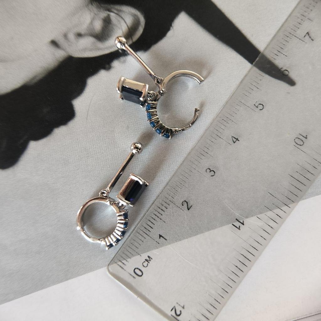 Silver Earrings with Nano Sapphire 2.35ct (2195078)