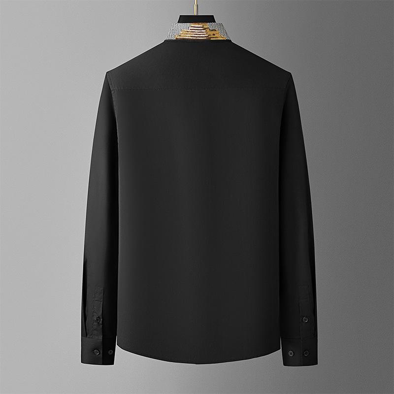 Men's High-End Silver Thread Embroidered Sequin Long-Sleeve Shirt