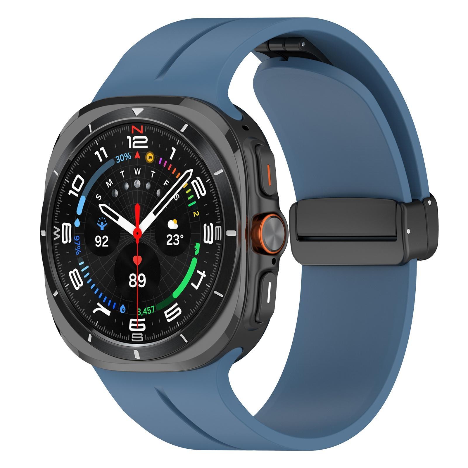 

Силиконовые ремешки One Click для Samsung Galaxy Watch Ultra 47 мм спортивный ремешок с магнитной застежкой сменный ремешок для часов Samsung Galaxy Watch 7 Ultra Band Galaxy Watch Ultra синий