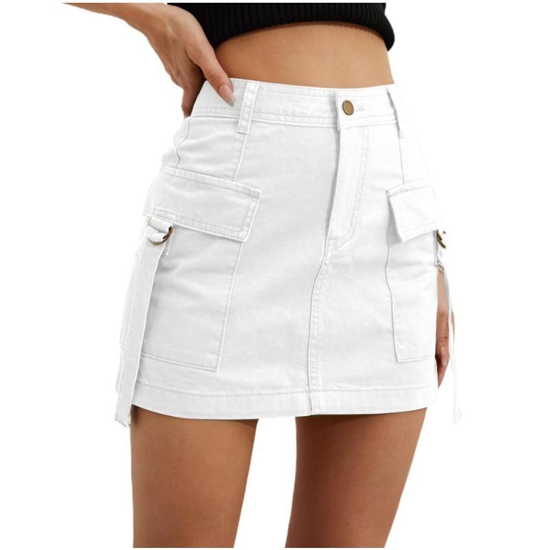 Fashion Summer Women's Short Cargo Skirts Pockets Solid Color Mini Casual Hip Lift Ladies Skirts Ladies Elegant Slim Fit Clothing