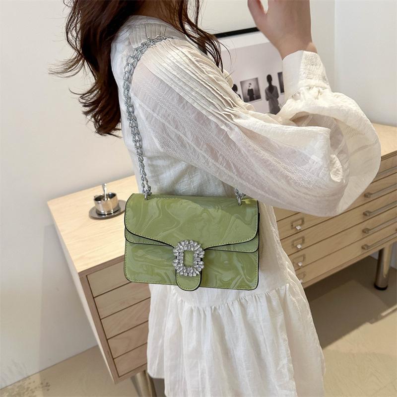 Fashionable Diamond-set Small Square Bag New Style Chinese Style Gem Handbag Women's Bag Fashionable Temperament One-shoulder Crossbody Bag