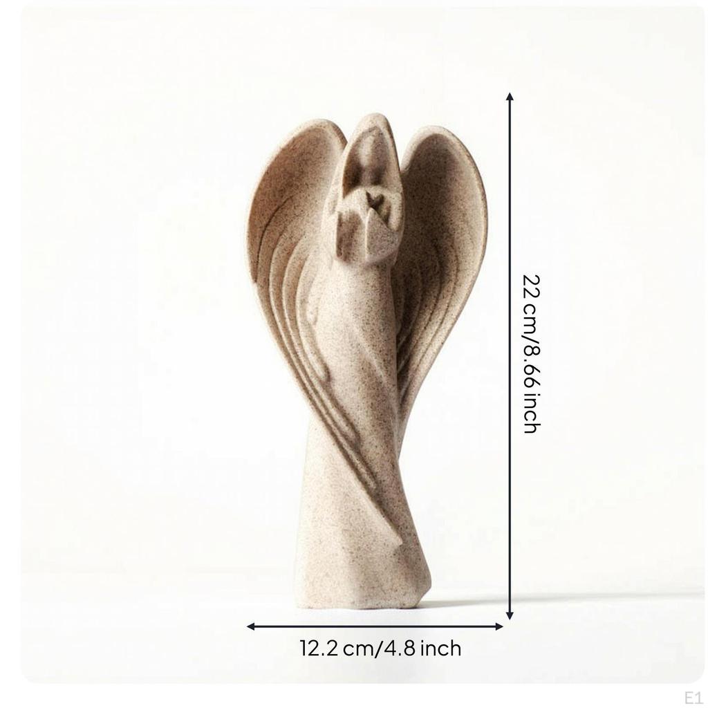 Angel Figurine Indoor Statue TranquilInfluenced Sculpture with Feathered Appendages for