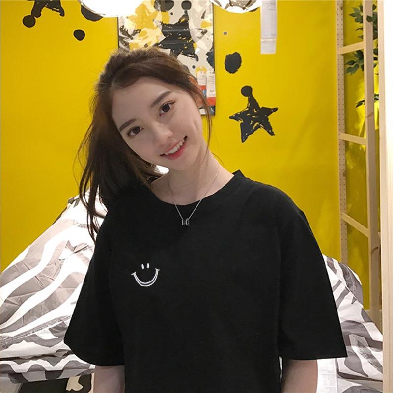 Vintage Funny Graphic Print High Street White Black Short Sleeved T-shirts for Women's Summer Casual Loose T Shirt Harajuku Streetwear Tshirt Y2k Tops